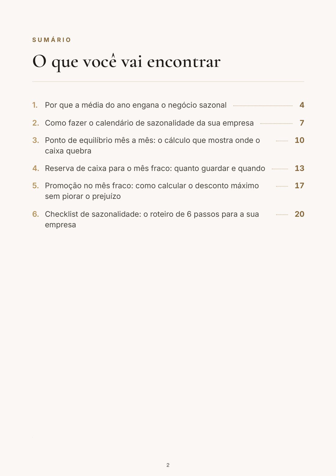 Página do sumário do ebook O Mês Fraco Não Pode Te Pegar de Surpresa